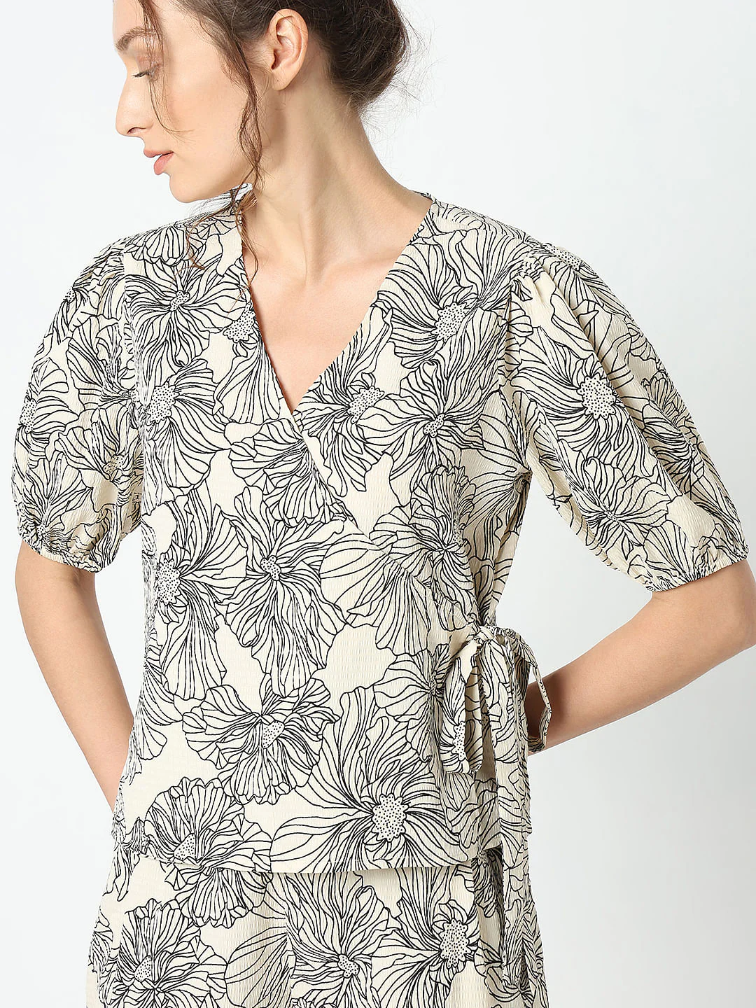 Beige Floral Co-Ord Set Top - Image 6