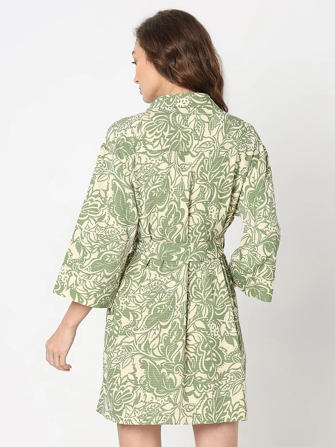 Green Printed Shirt Dress - Image 4