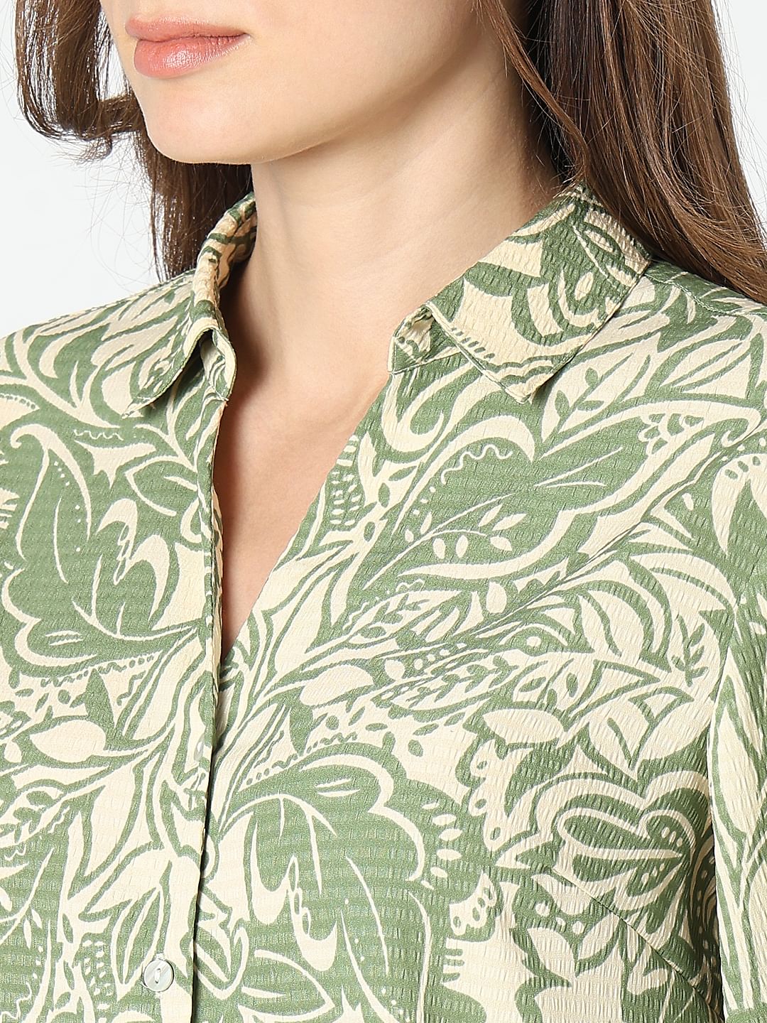 Green & Beige Printed Shirt - Image 8