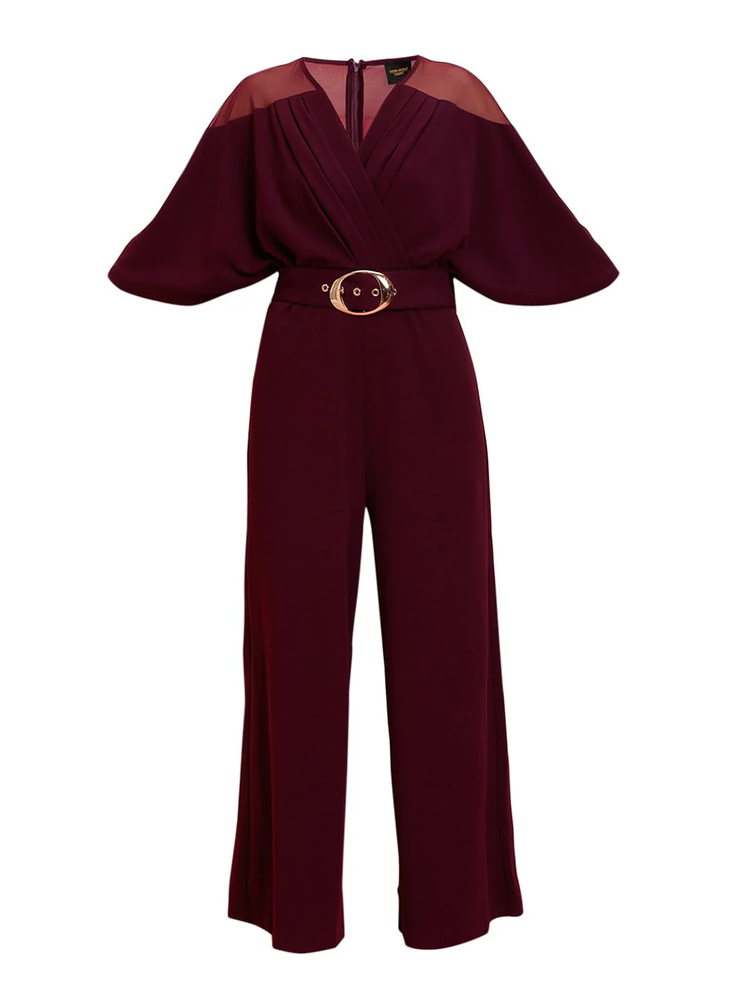 Marquee Maroon Sheer Detail Jumpsuit - Image 6
