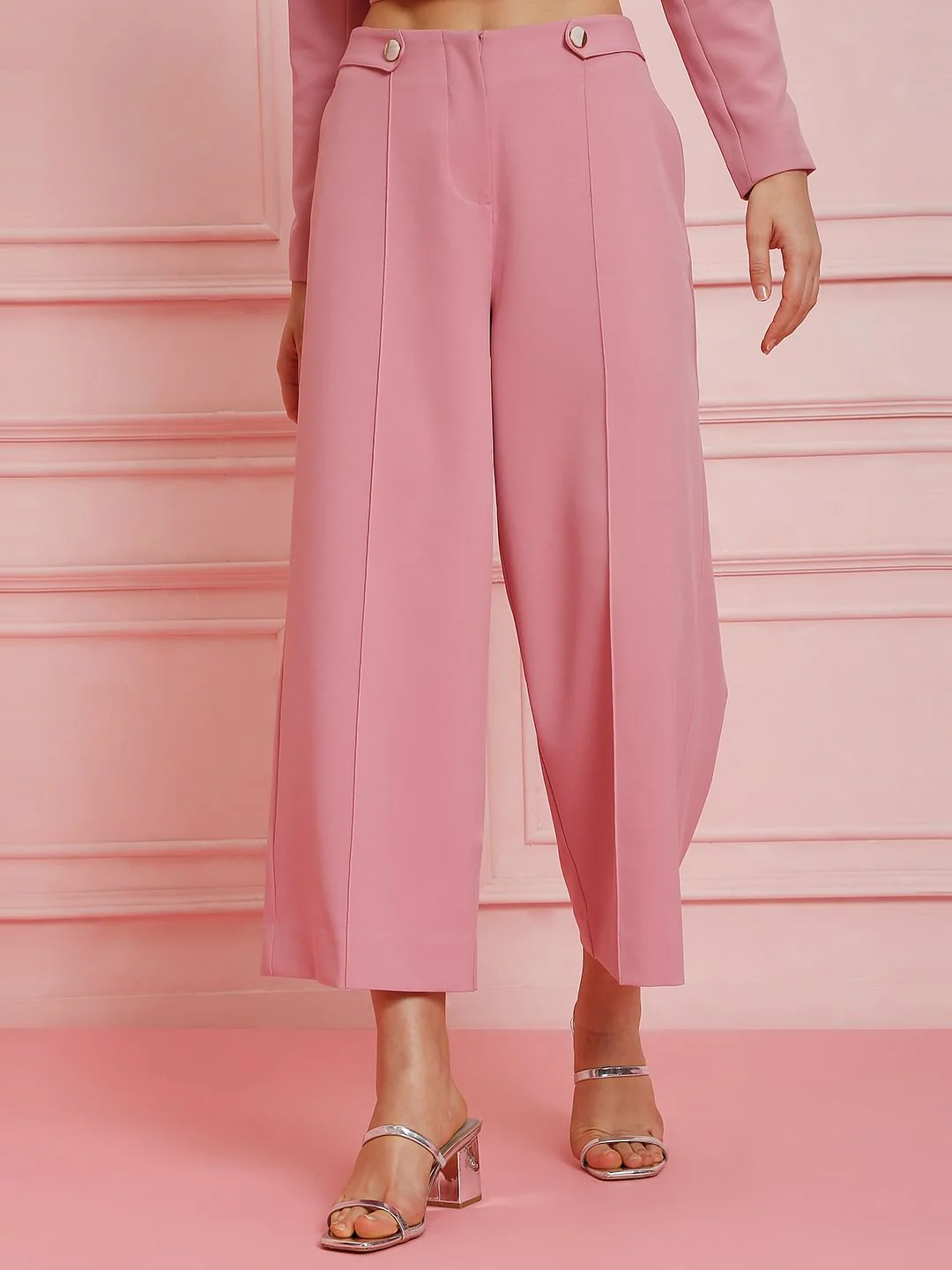 Marquee Pink High Rise Wide Leg Co-Ord Pants - Image 2