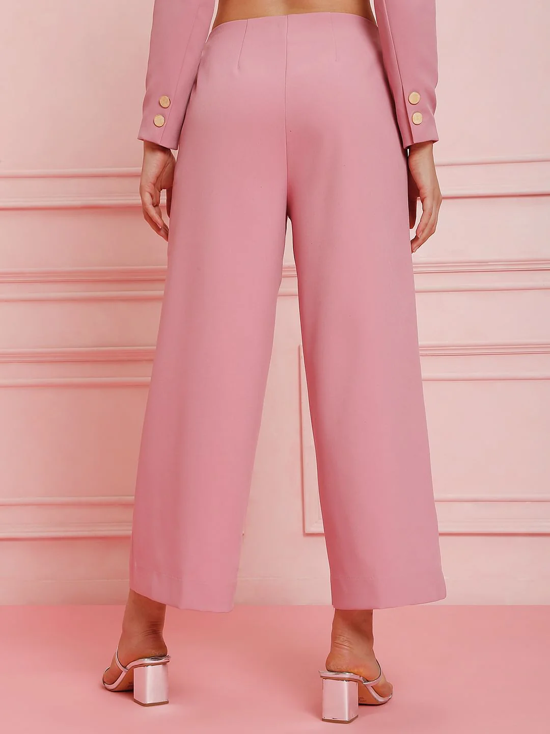 Marquee Pink High Rise Wide Leg Co-Ord Pants - Image 4