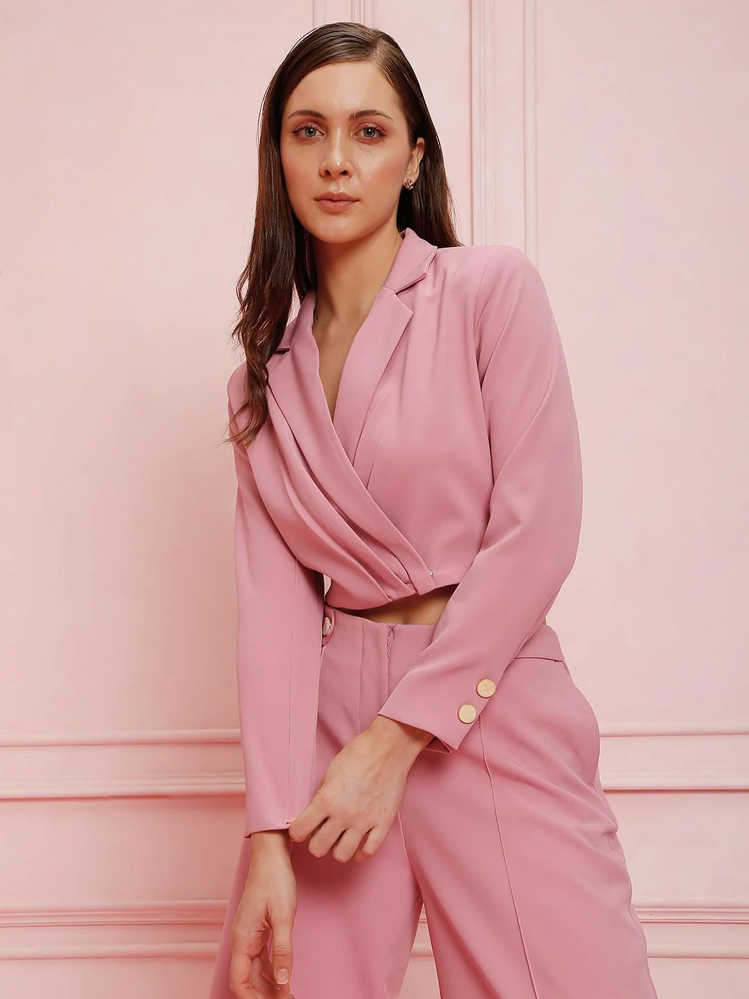 Marquee Pink Cropped Co-Ord Blazer - Image 2