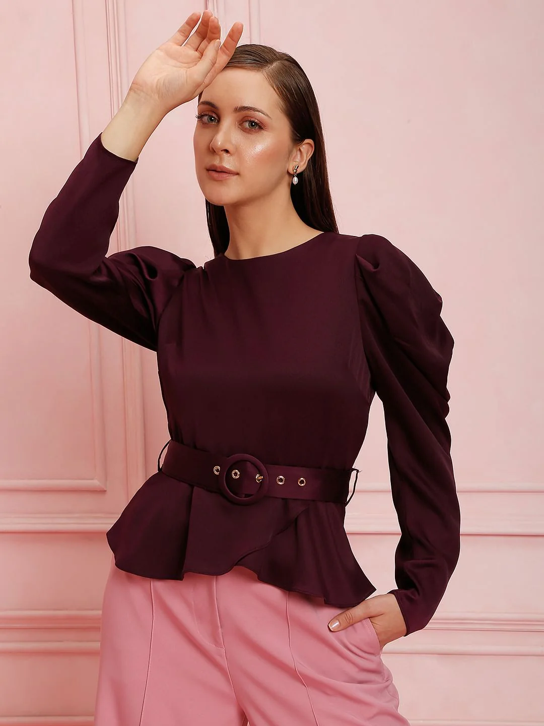 Marquee Maroon Satin Top - Image 2