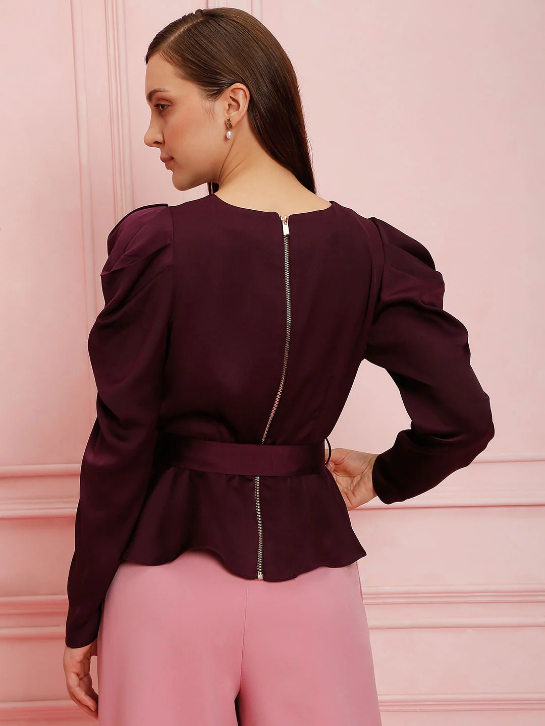 Marquee Maroon Satin Top - Image 4