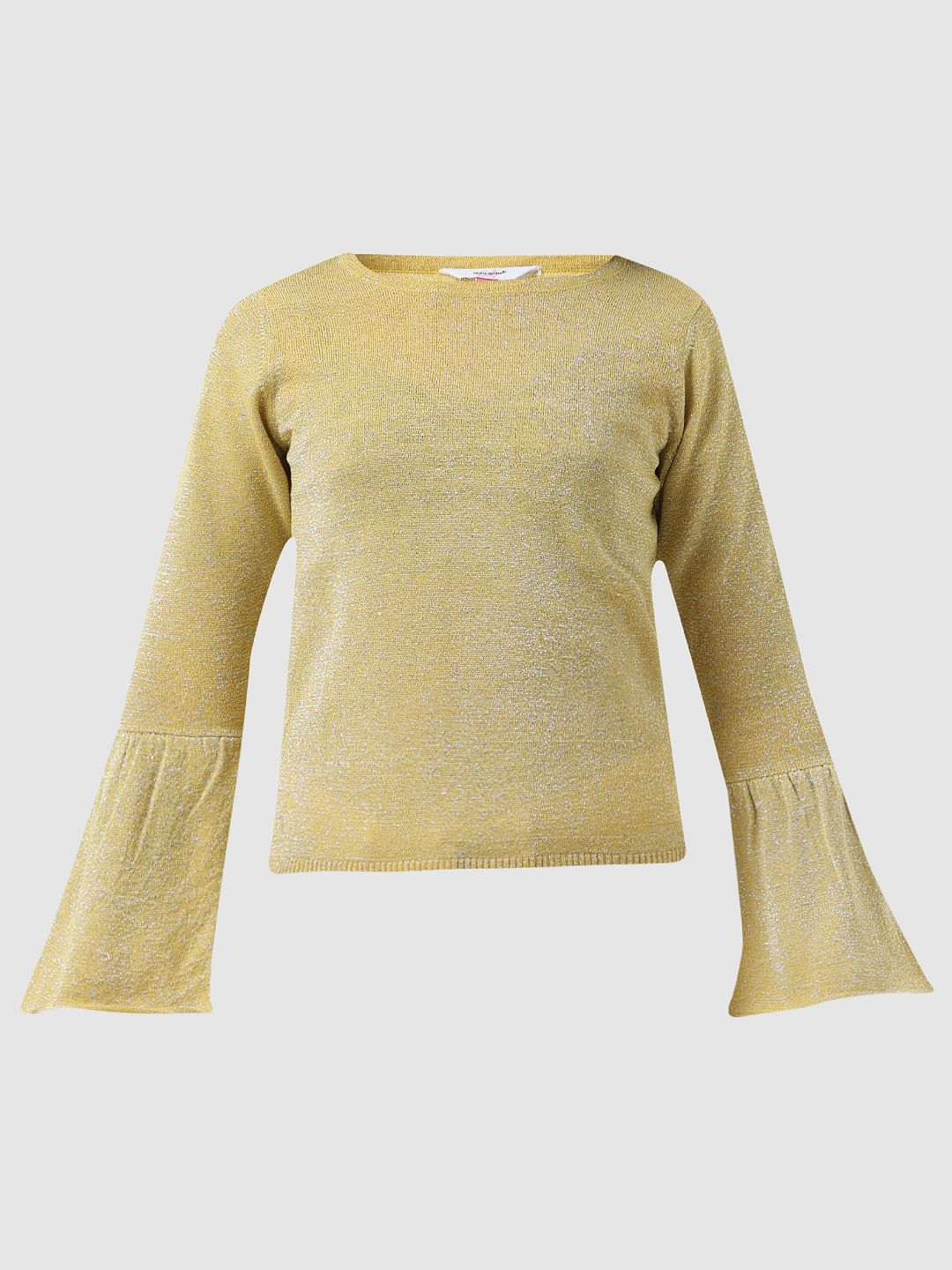 Girl Yellow Shimmer Knit Top - Image 6