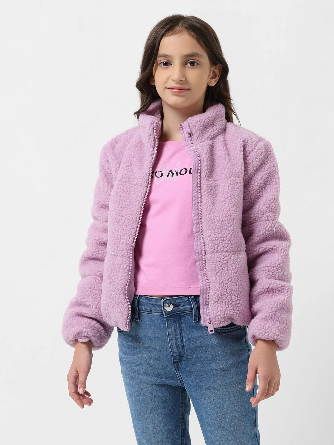 Girl Pink Logo Text Cropped T-Shirt