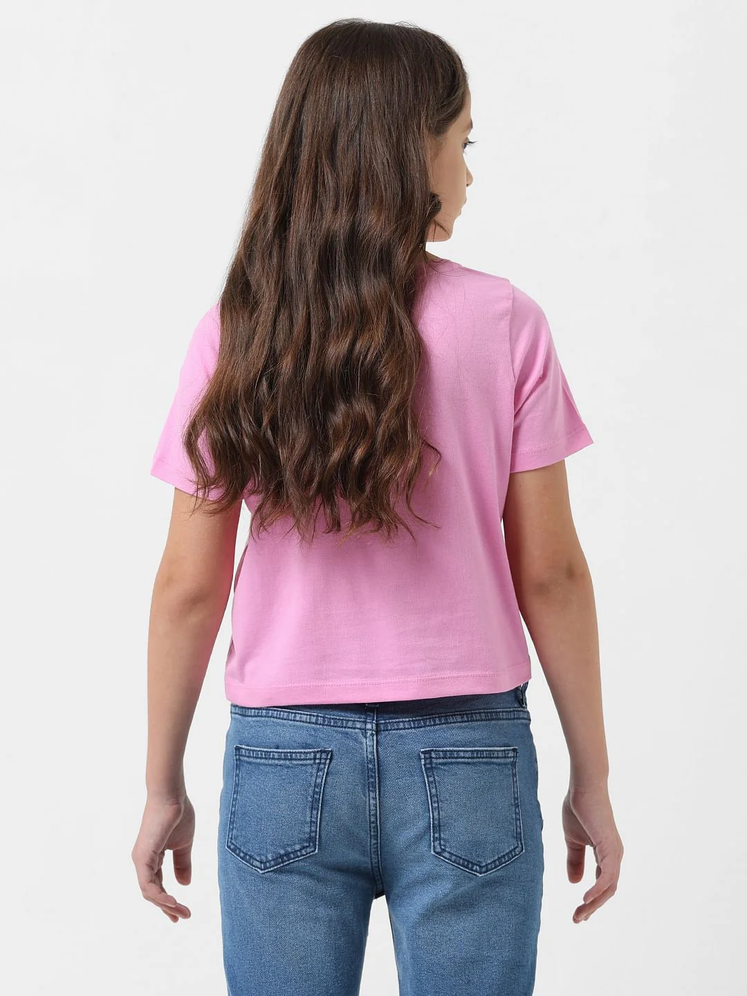 Girl Pink Logo Text Cropped T-Shirt - Image 3