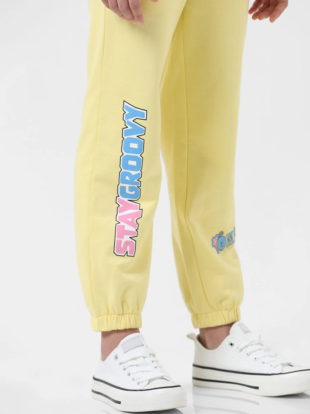 Girl X Disney Yellow Mid Rise Printed Joggers - Image 5