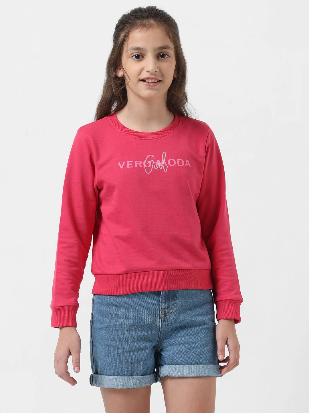 Girl Magenta Logo Text Sweatshirt - Image 2