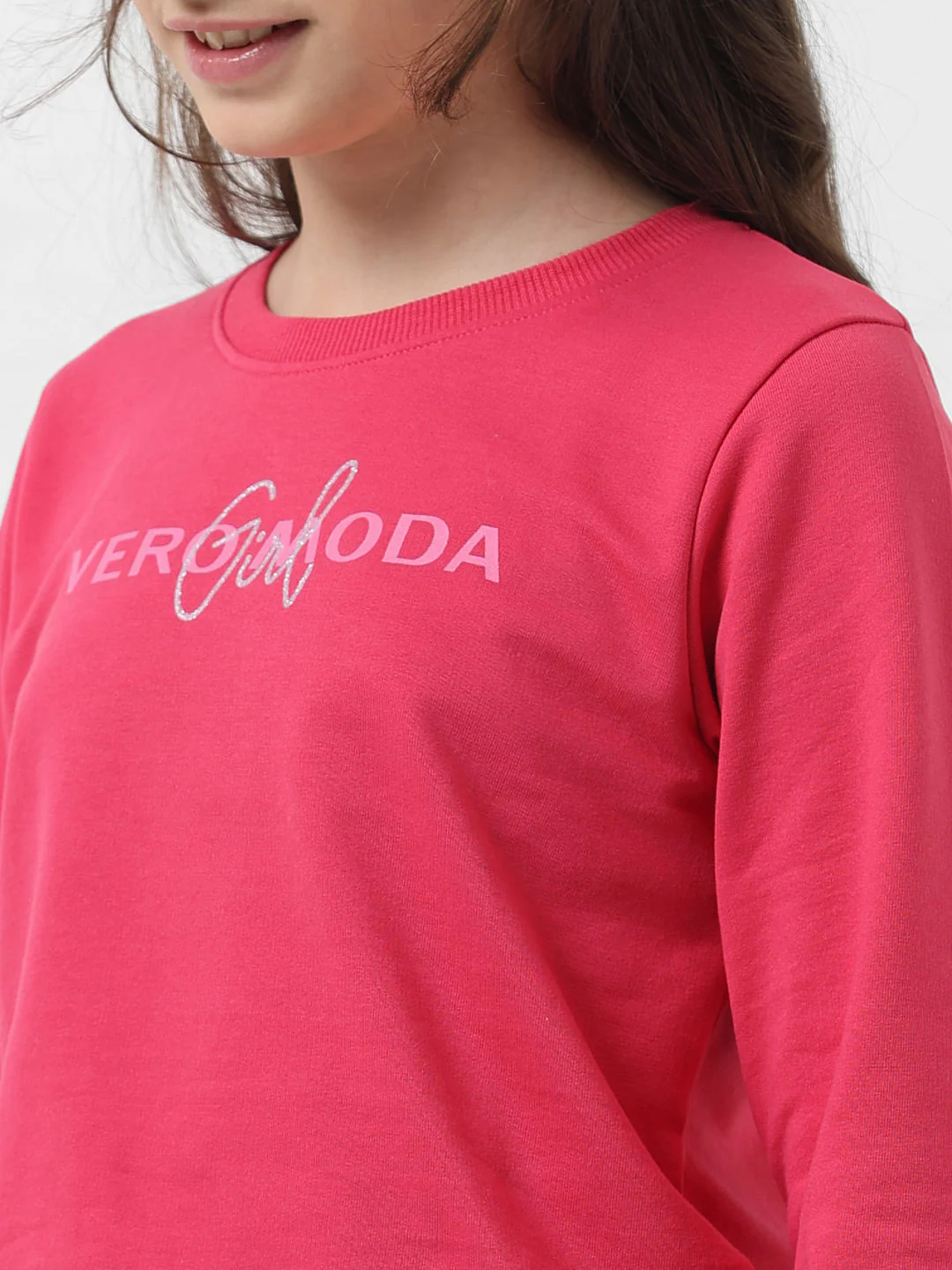 Girl Magenta Logo Text Sweatshirt - Image 4