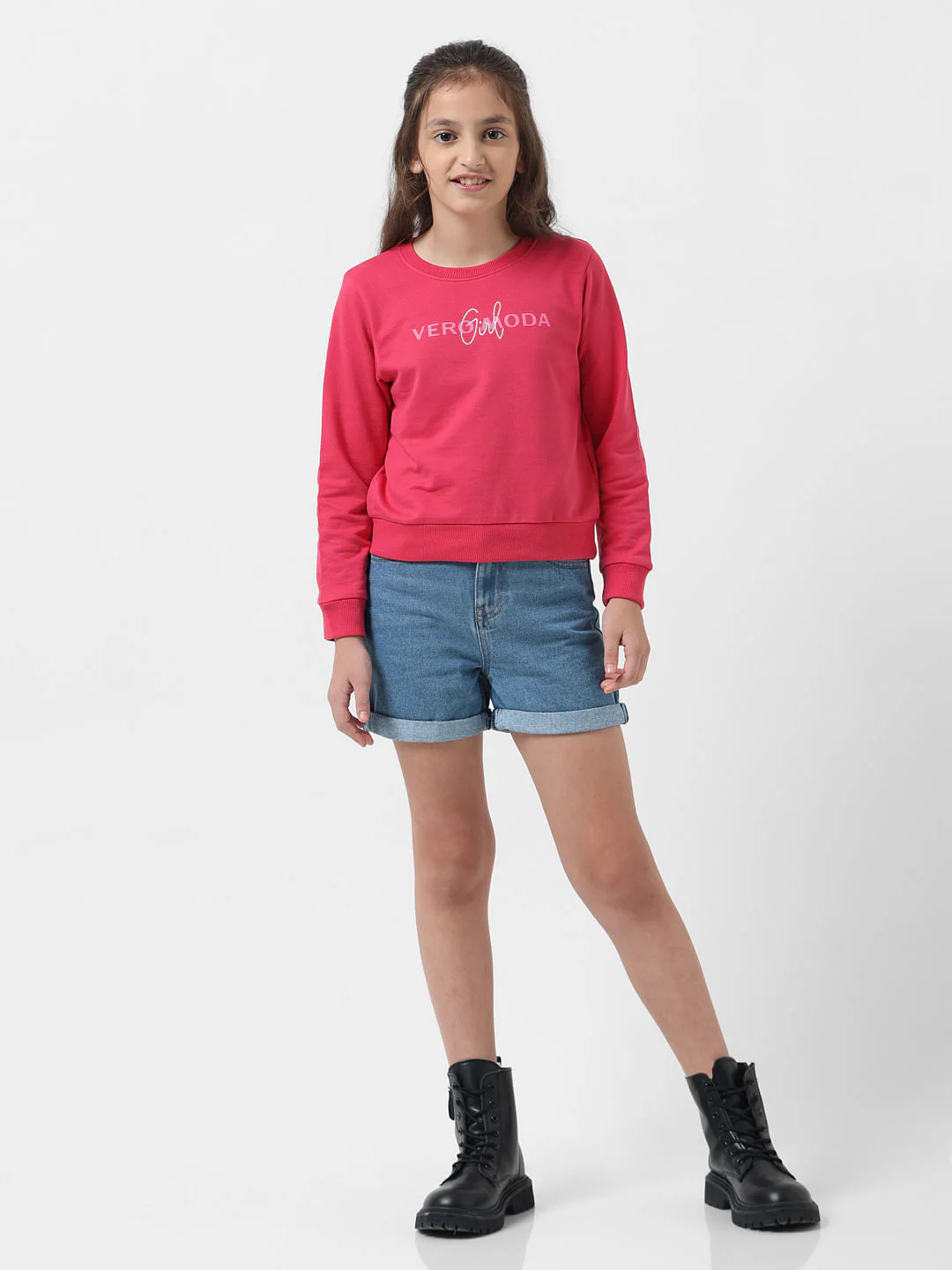 Girl Magenta Logo Text Sweatshirt - Image 5