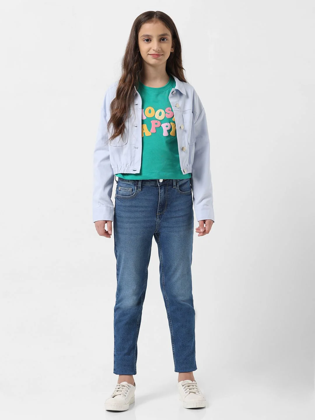 Girl Light Blue Cropped Shacket - Image 5