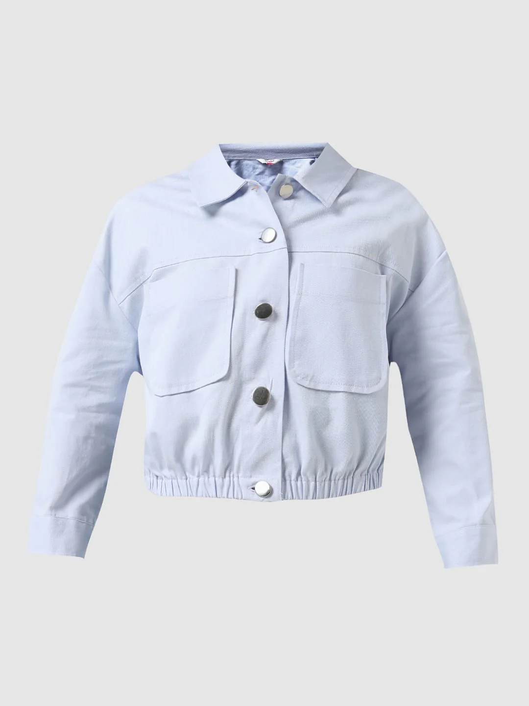 Girl Light Blue Cropped Shacket - Image 6