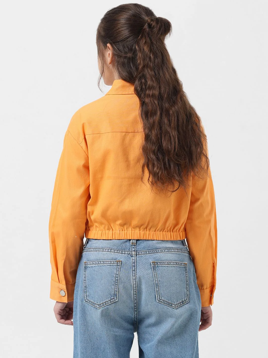 Girl Orange Cropped Shacket - Image 3