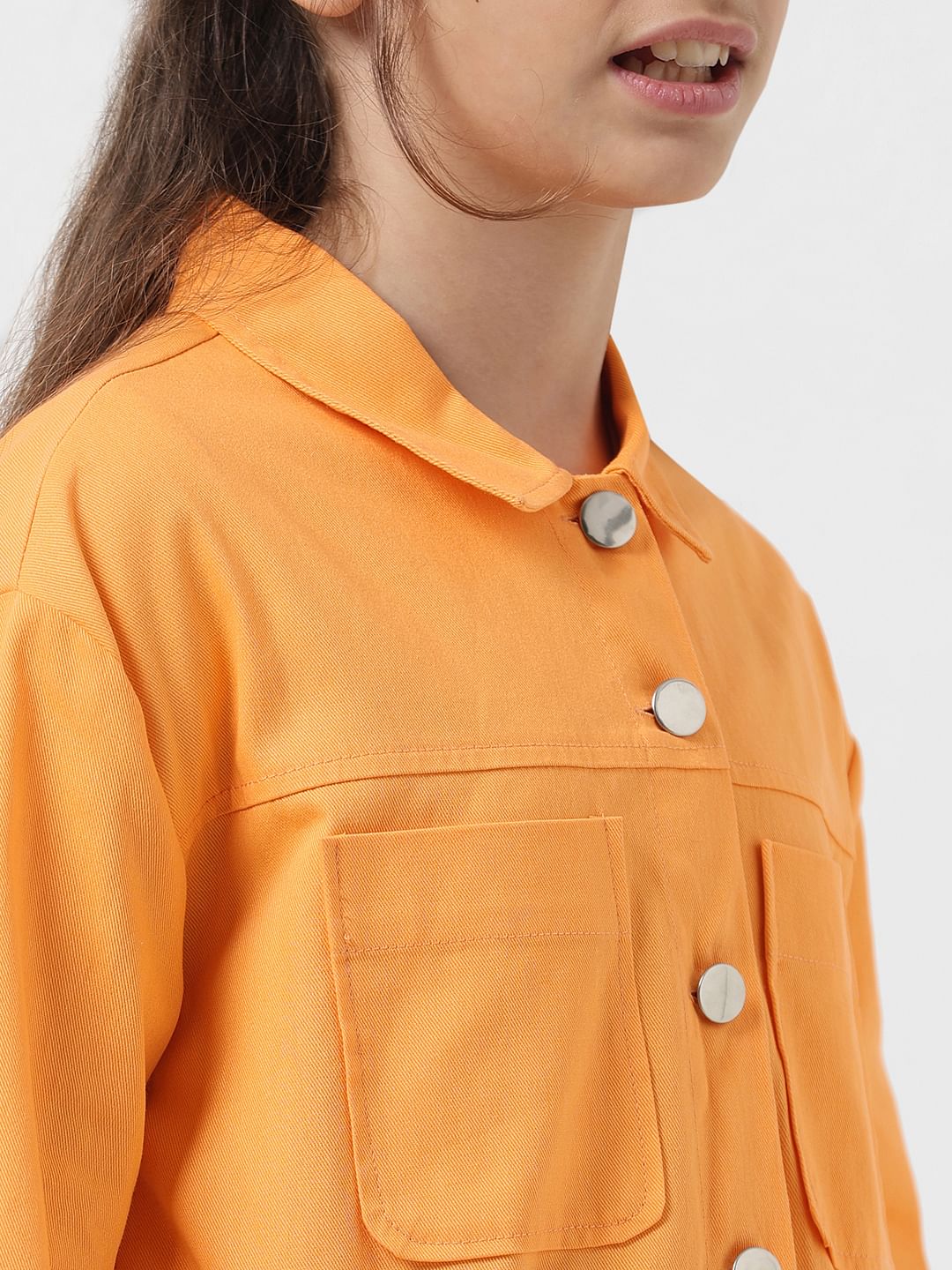 Girl Orange Cropped Shacket - Image 4