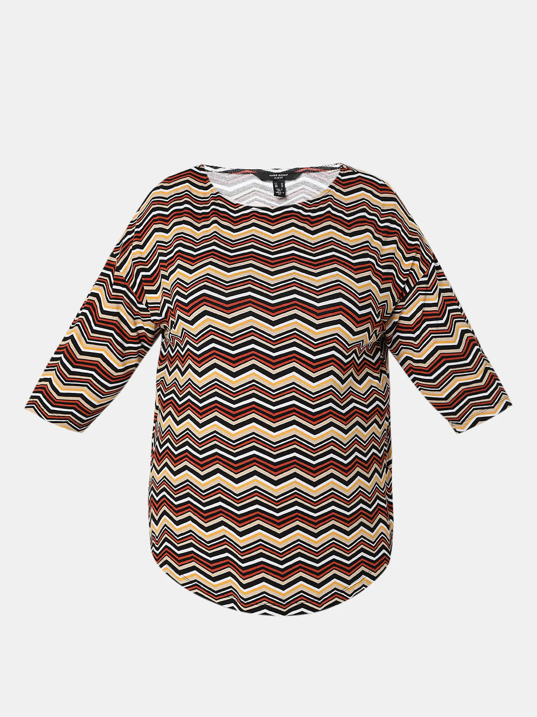 Curve Brown Zig-Zag Print Top - Image 7