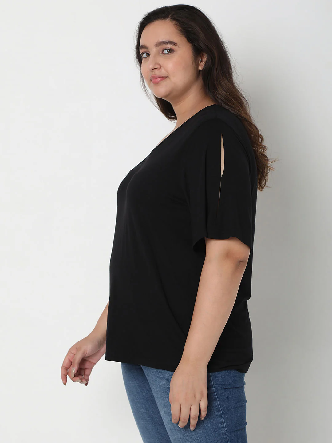 Curve Black V-Neck Top - Image 3