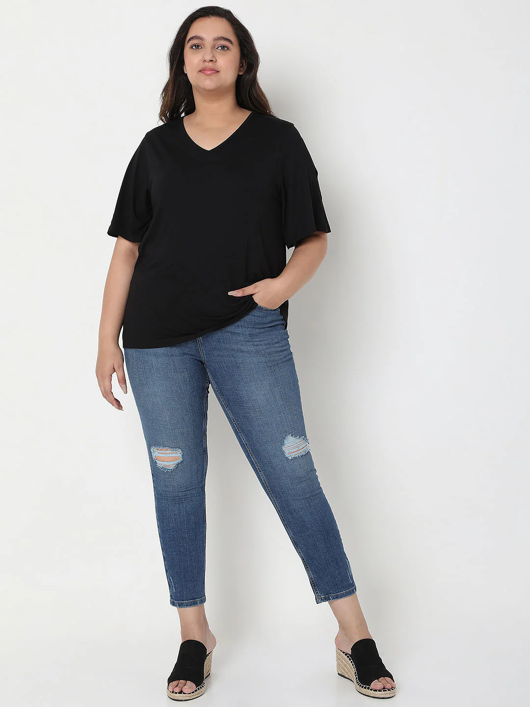 Curve Black V-Neck Top - Image 5