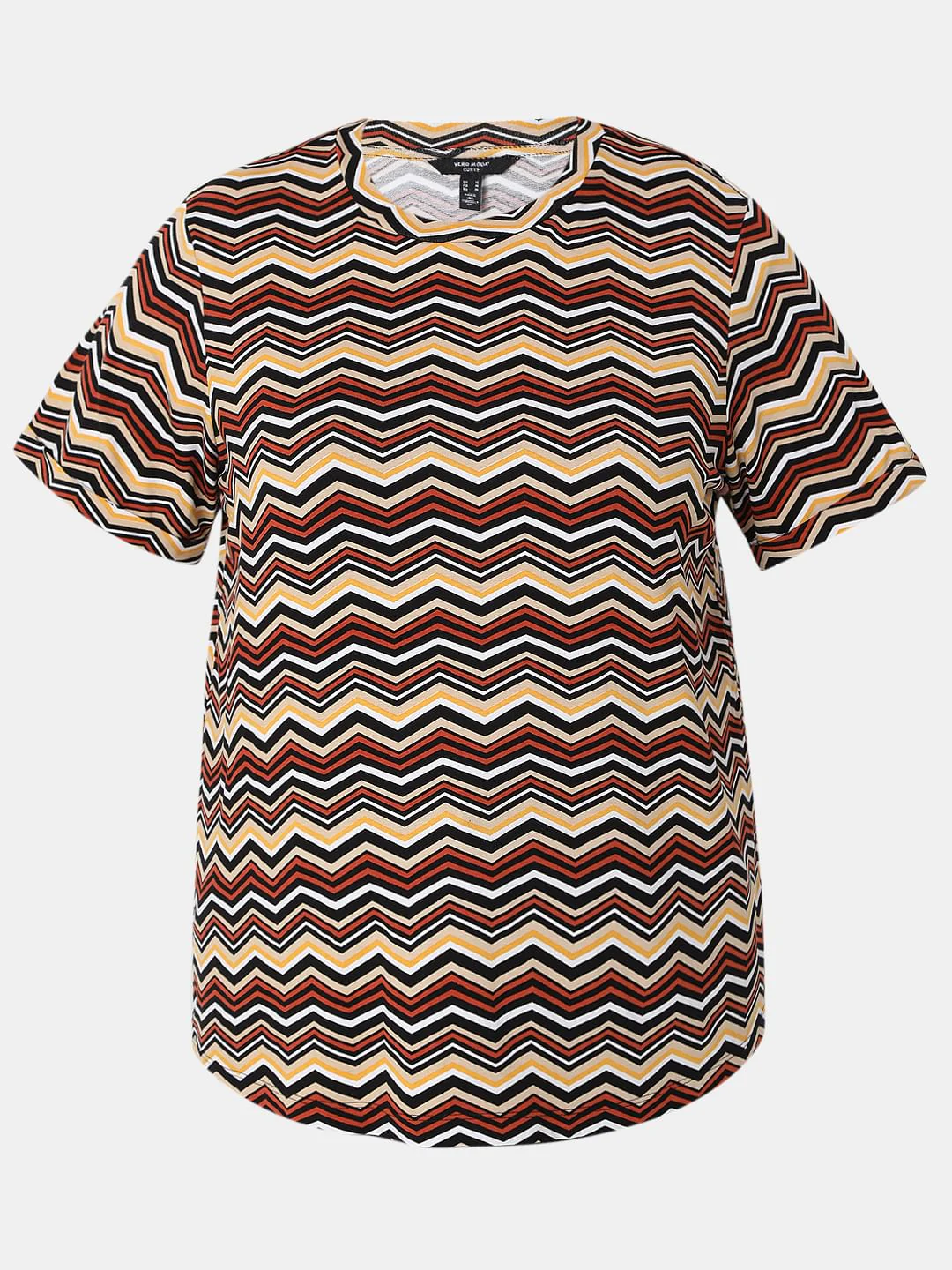 Curve Brown Chevron Print T-Shirt - Image 7