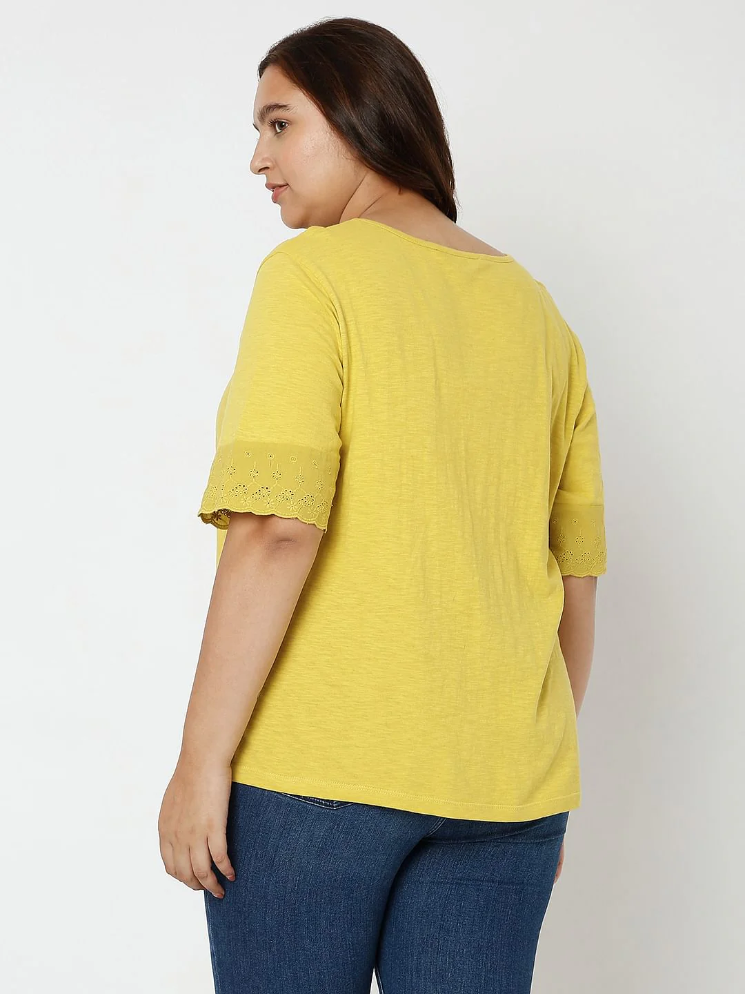 Curve Green Embroidered Detail T-Shirt - Image 4