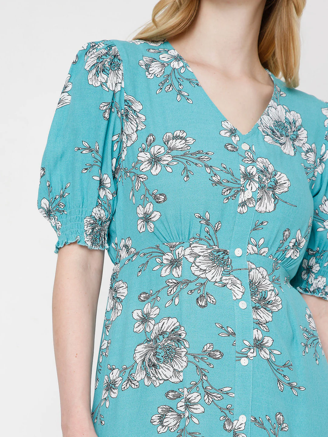 Blue Floral Fit & Flare Dress - Image 6