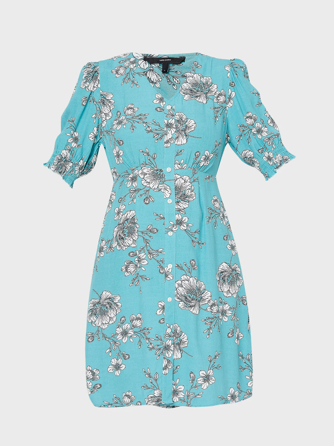 Blue Floral Fit & Flare Dress - Image 7