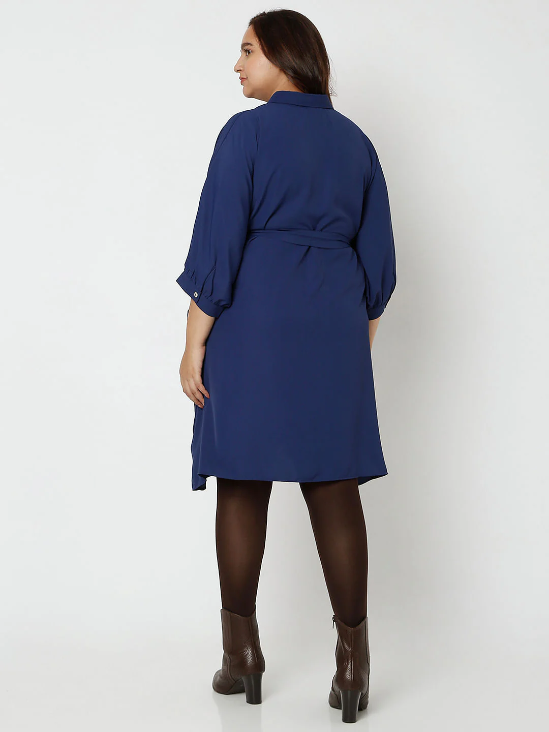 Curve Navy Blue Shirt Dress - Image 4