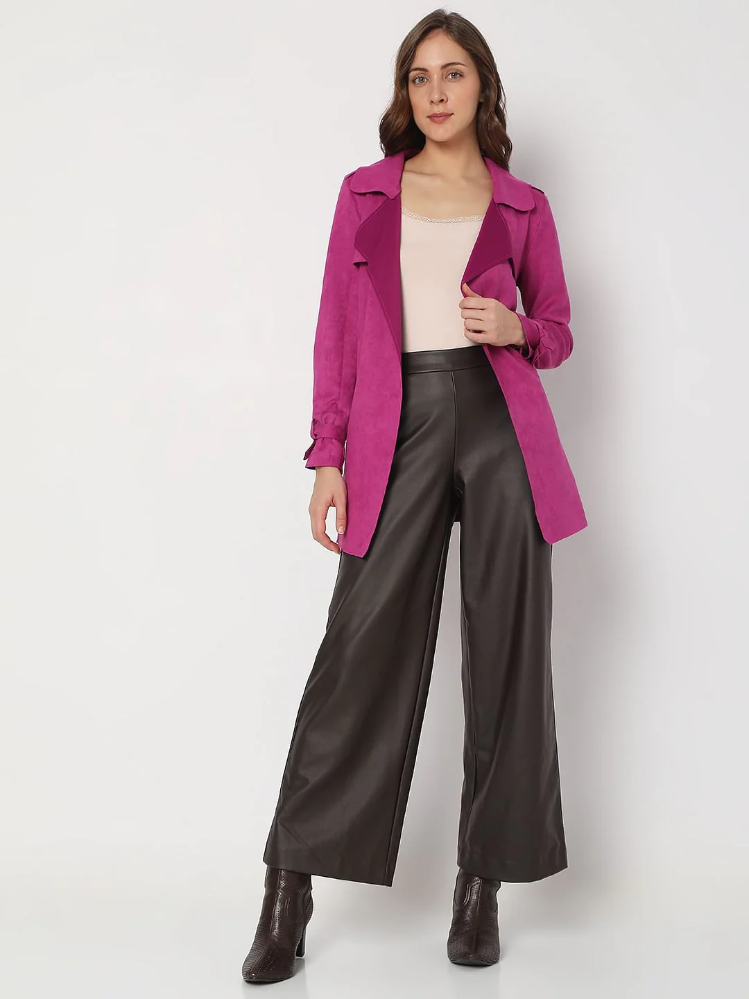Pink Suede Trench Coat - Image 5