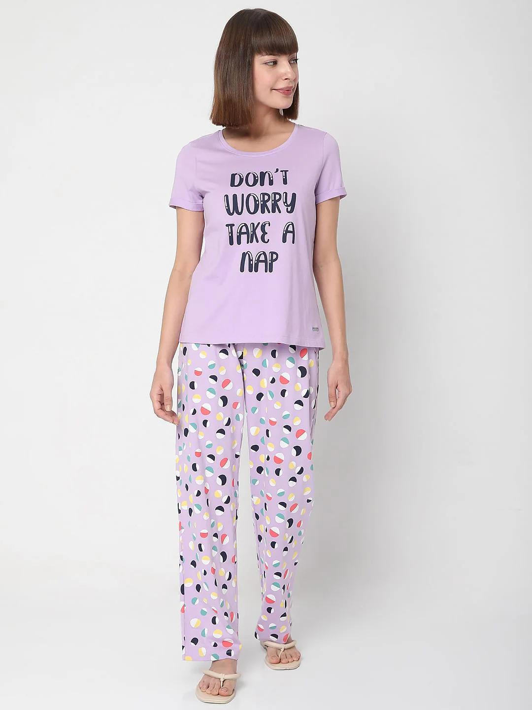 Purple T-Shirt & Pyjama Night Suit Set - Image 2