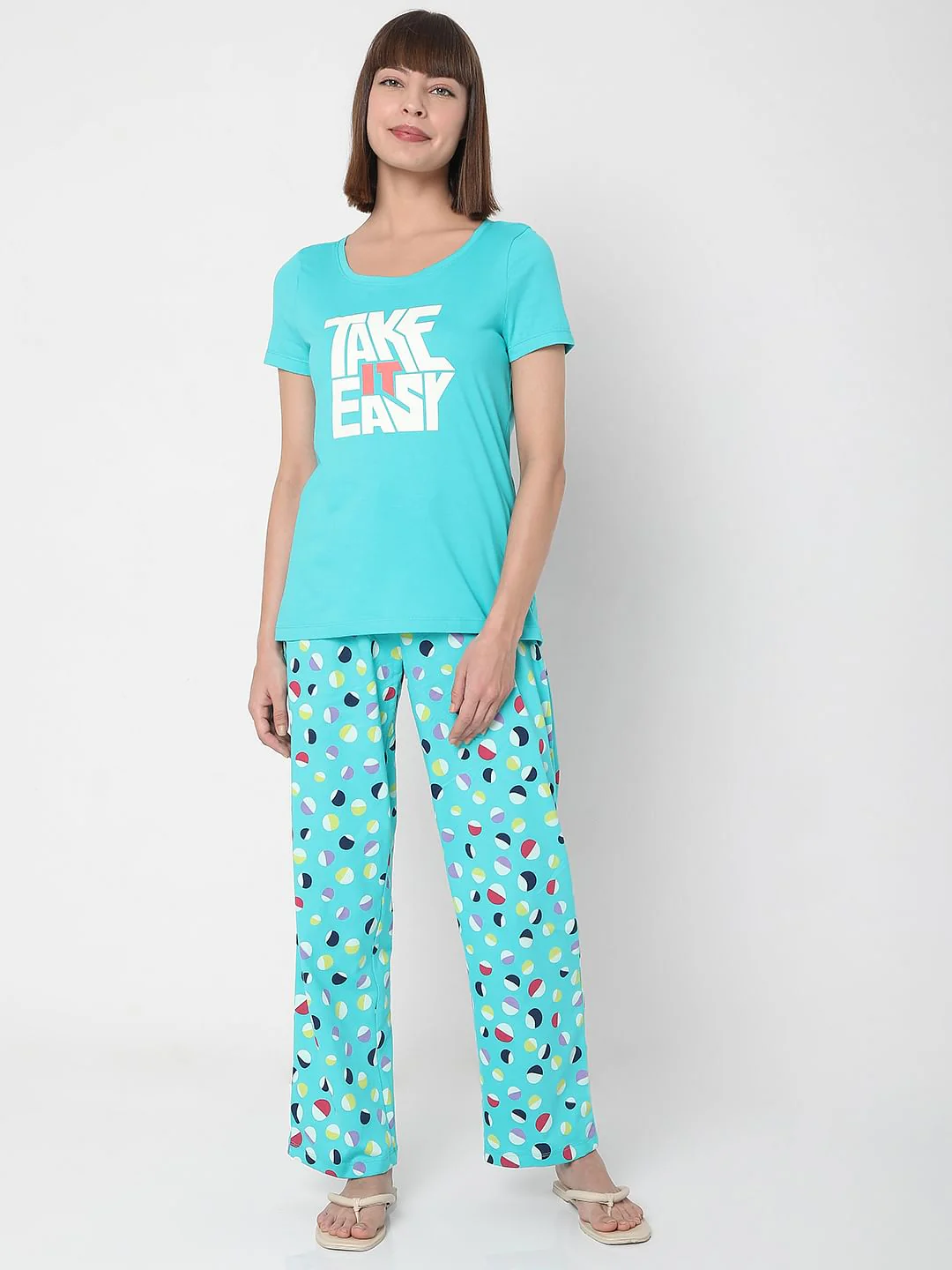 Blue T-Shirt & Pyjama Night Suit Set - Image 2