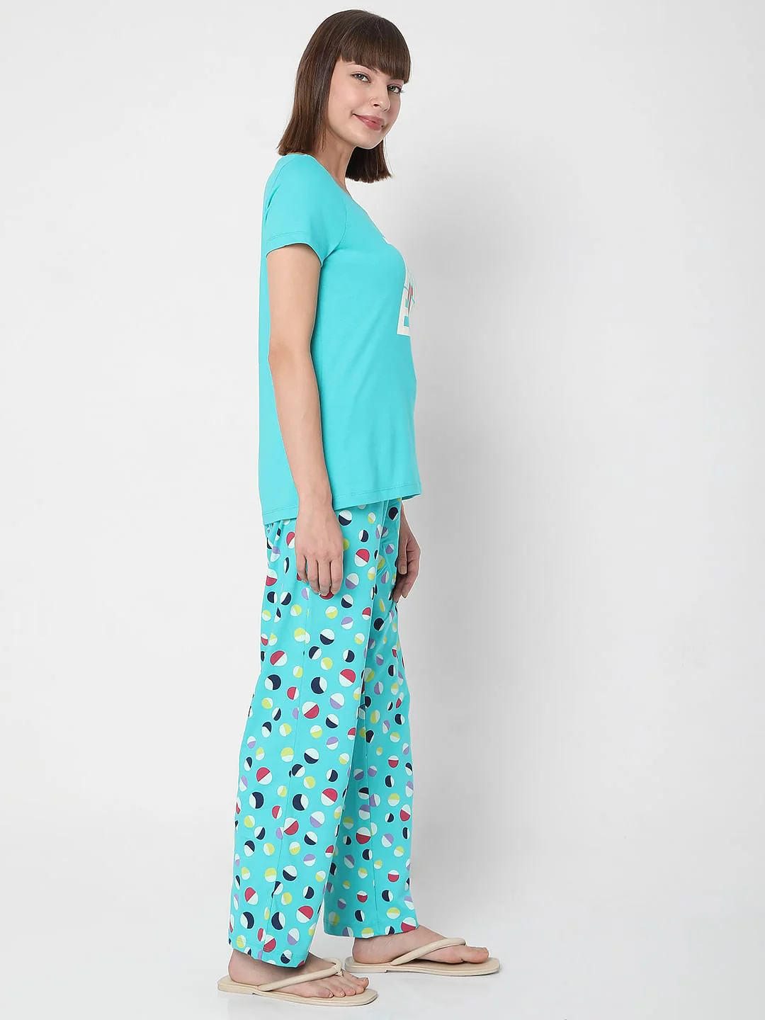 Blue T-Shirt & Pyjama Night Suit Set - Image 4