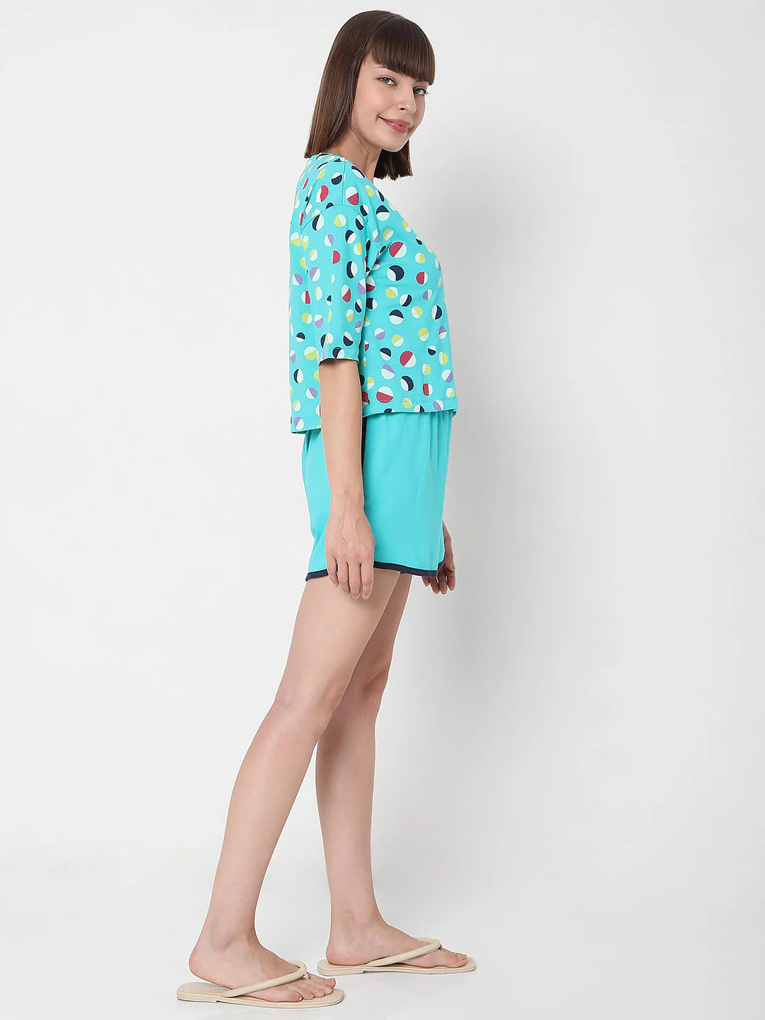 Blue T-Shirt & Shorts Night Suit Set - Image 4