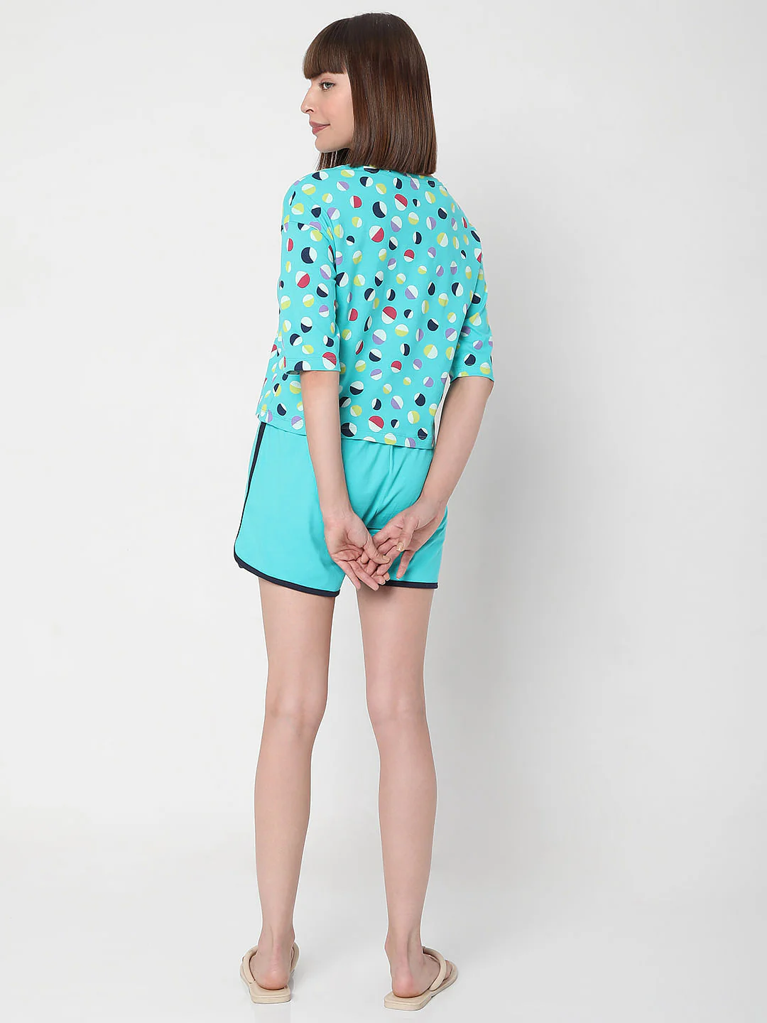 Blue T-Shirt & Shorts Night Suit Set - Image 5