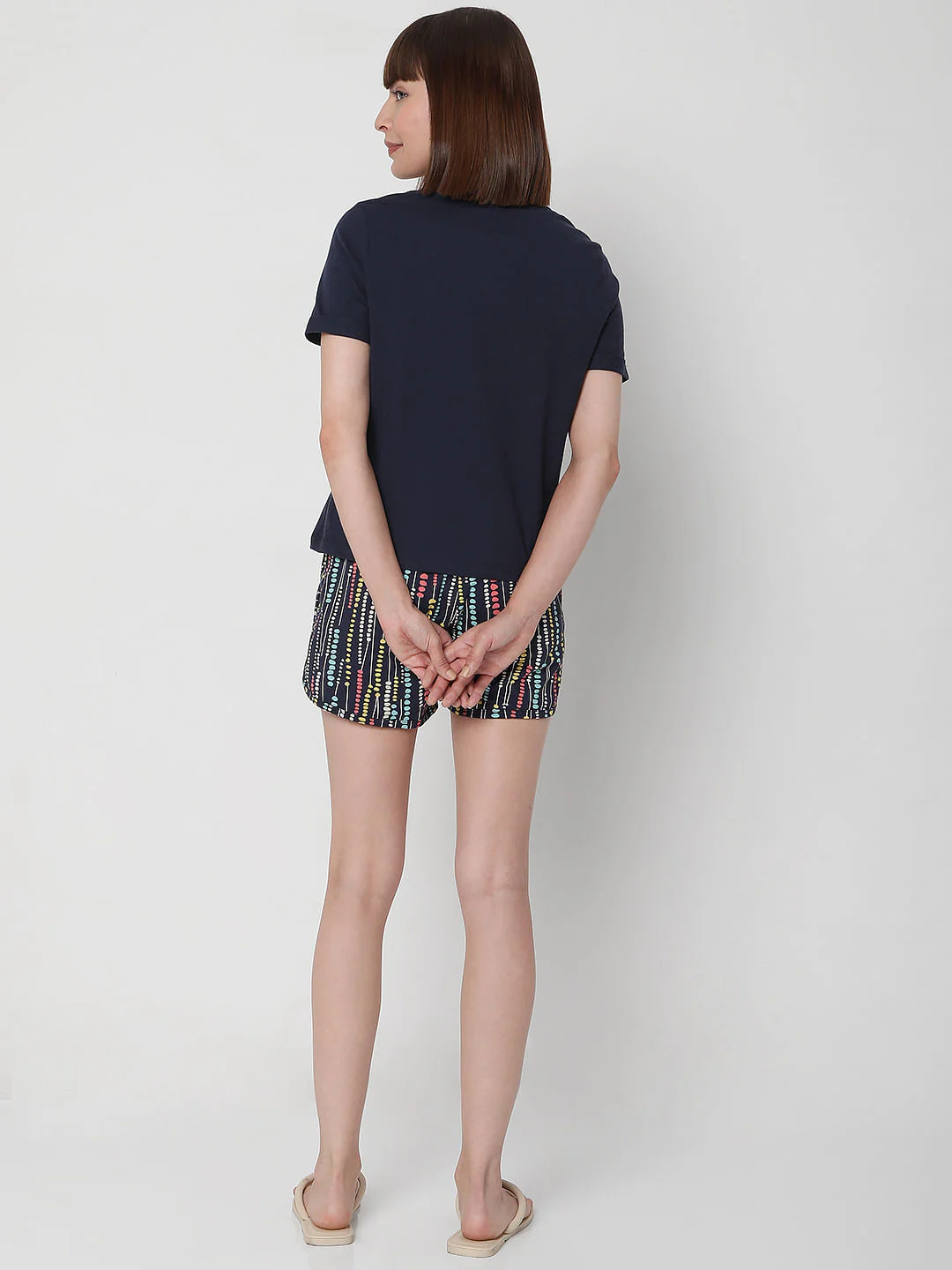 Dark Blue T-Shirt & Shorts Night Suit Set - Image 5