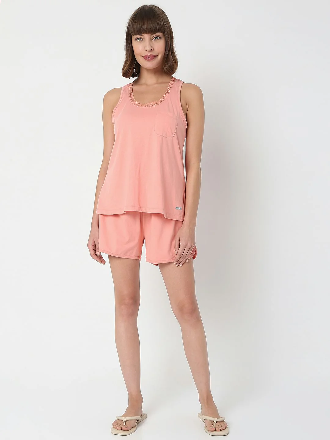 Pink Lace Tank Top & Shorts Set - Image 2