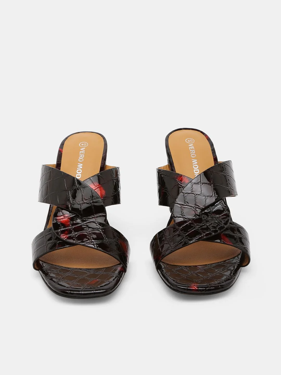 Black Croc Embossed Heels - Image 2