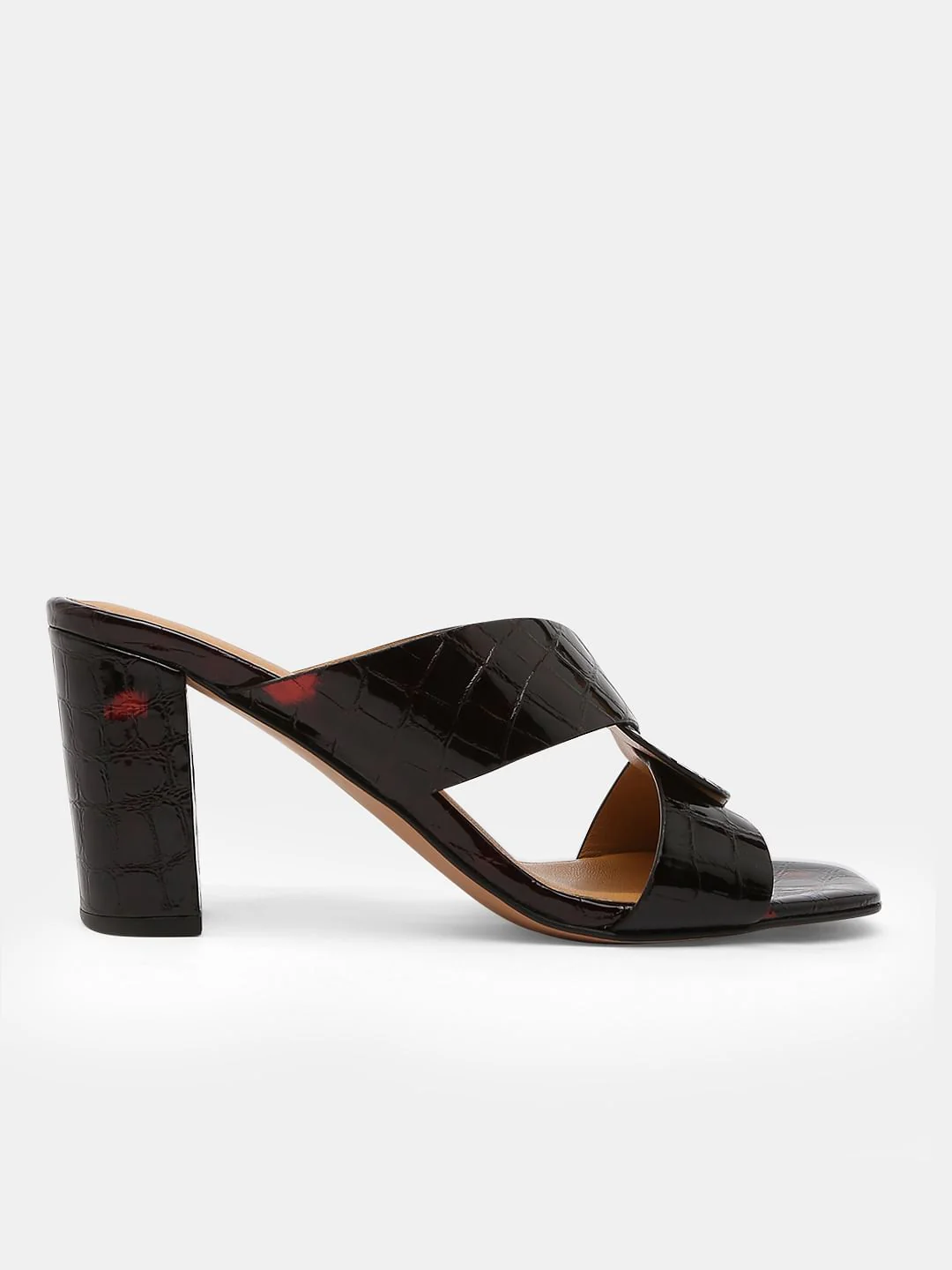 Black Croc Embossed Heels - Image 4