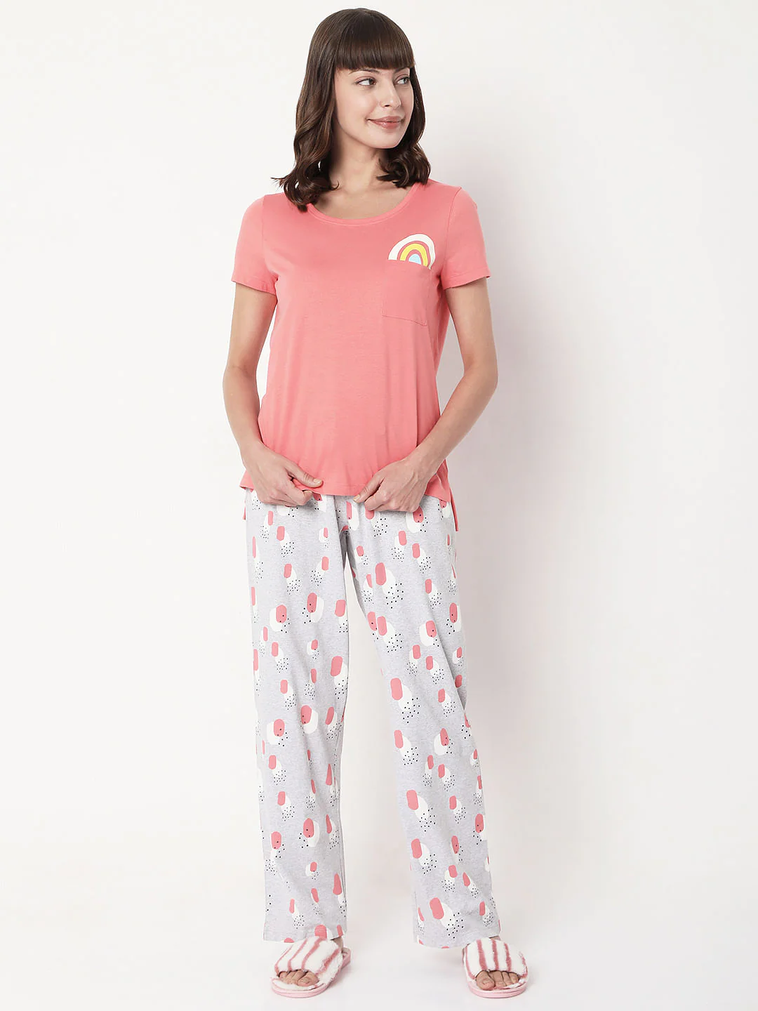 Pink T-Shirt & Pyjama Night Suit Set - Image 2