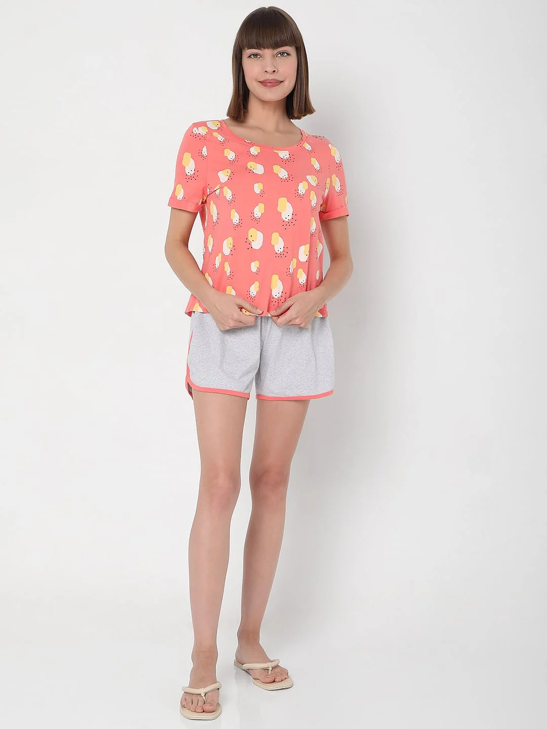 Pink Printed T-Shirt & Shorts Night Suit Set - Image 2