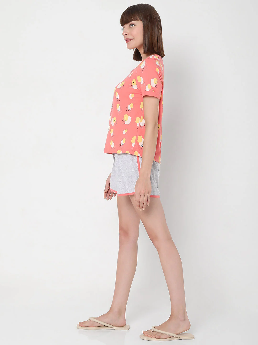 Pink Printed T-Shirt & Shorts Night Suit Set - Image 3