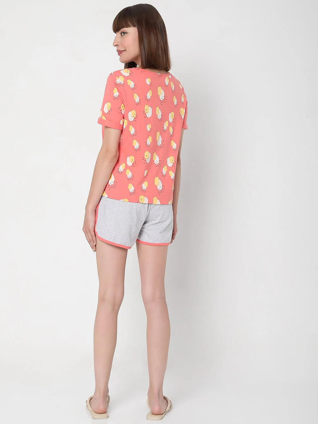 Pink Printed T-Shirt & Shorts Night Suit Set - Image 5