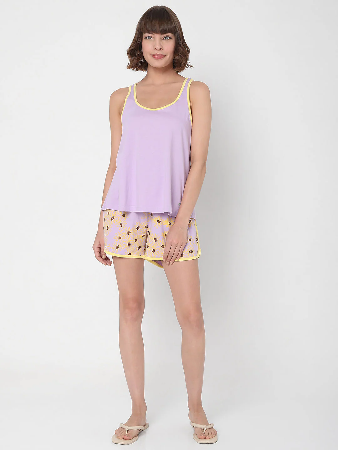 Purple Tank Top & Shorts Night Suit Set - Image 2