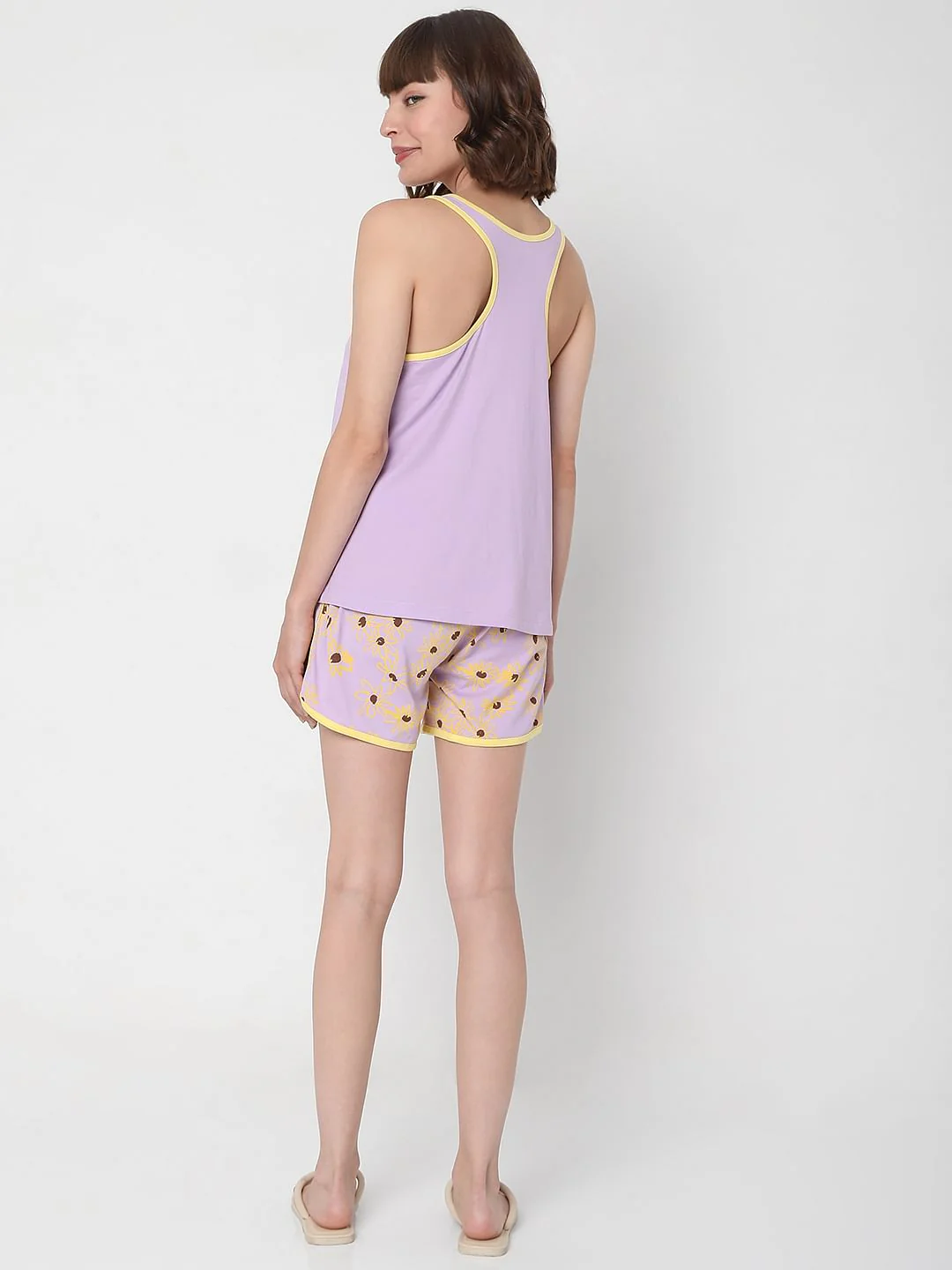 Purple Tank Top & Shorts Night Suit Set - Image 5