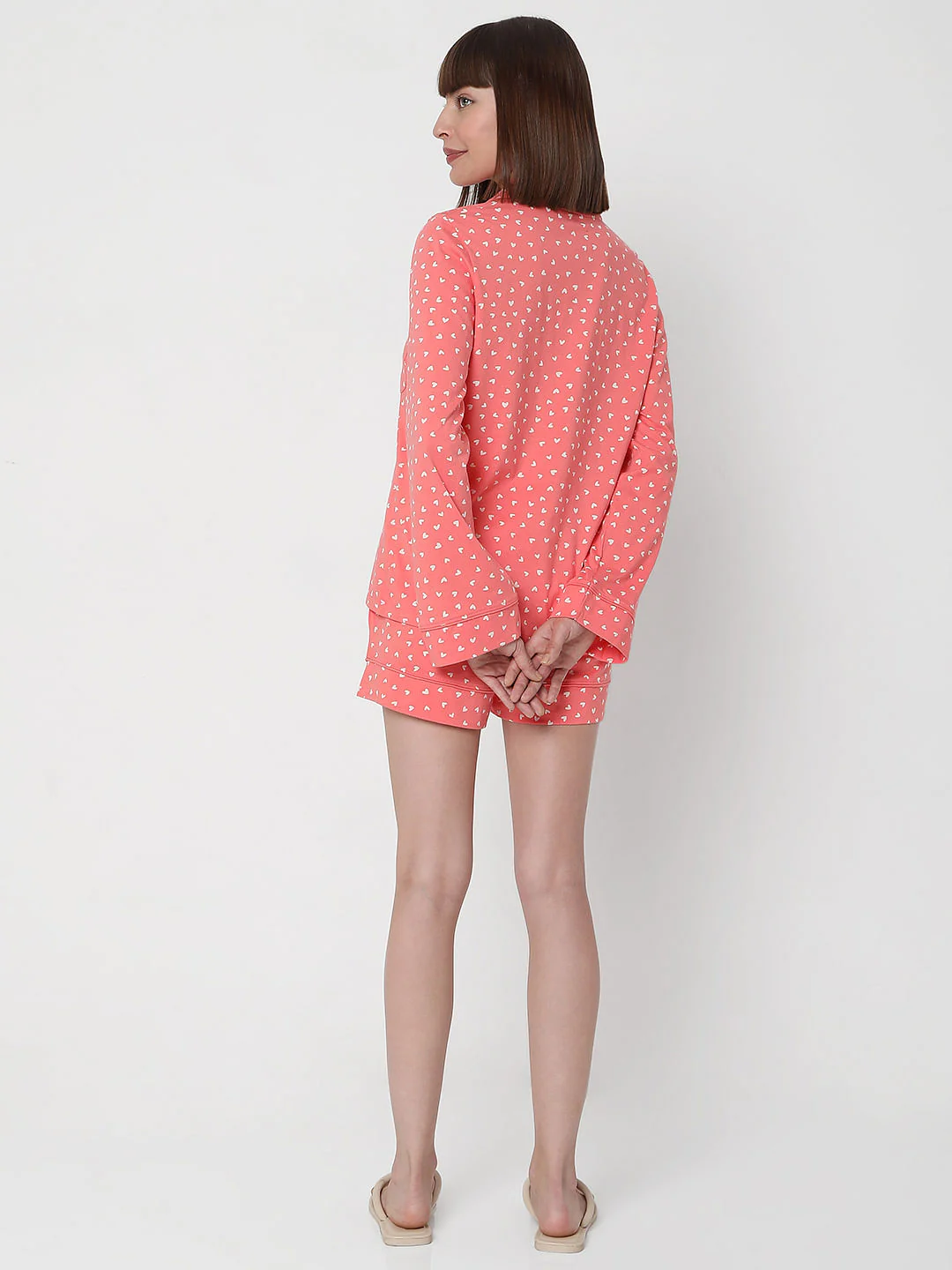 Pink Printed Shirt & Shorts Night Suit Set - Image 5