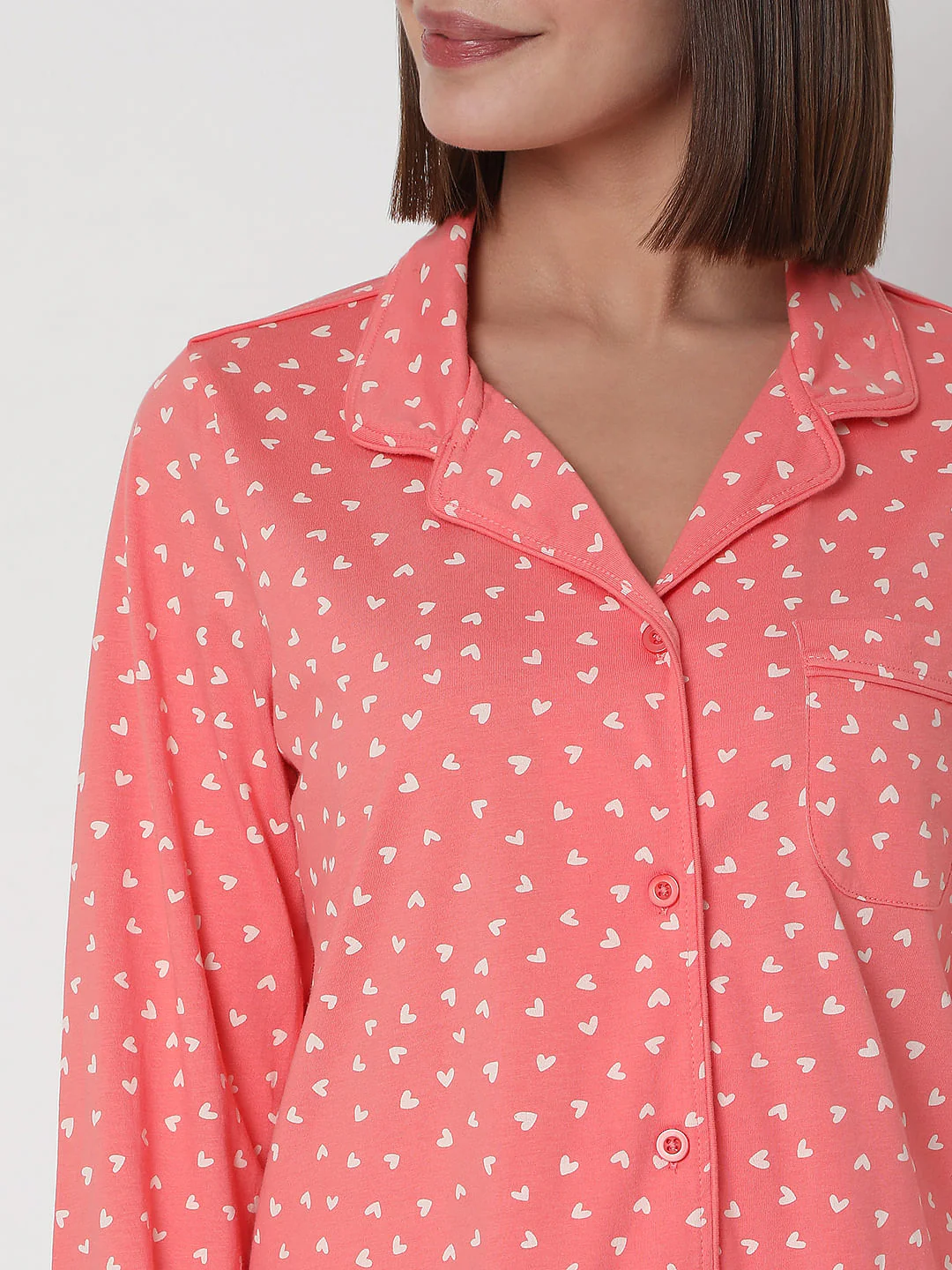 Pink Printed Shirt & Shorts Night Suit Set - Image 6