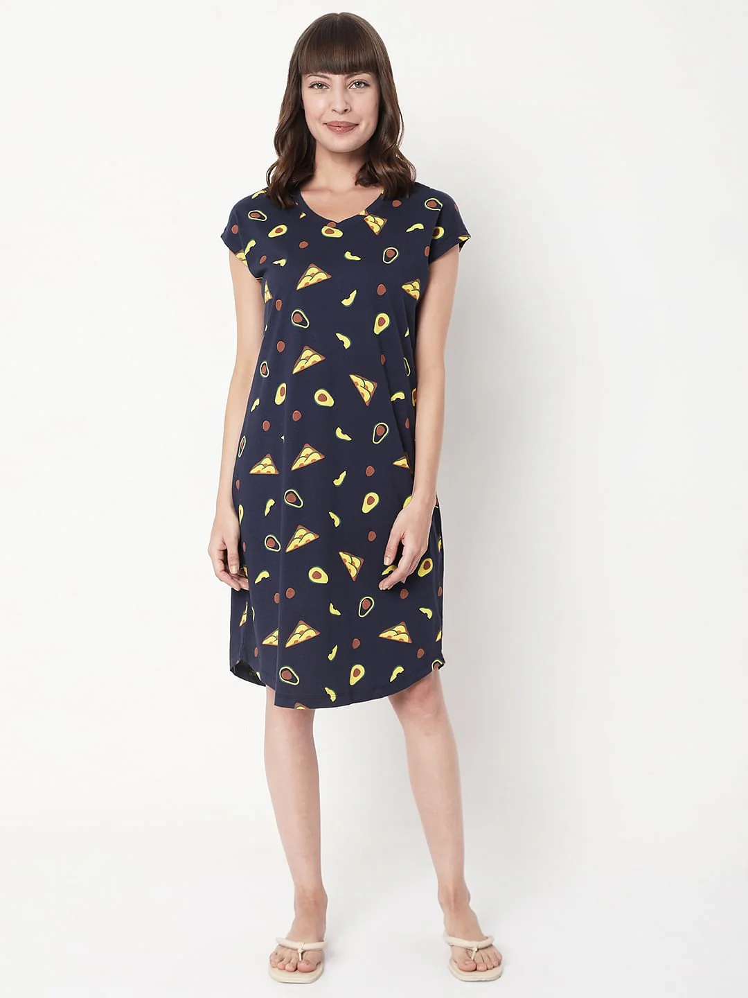Blue Printed Night Dress - Image 2