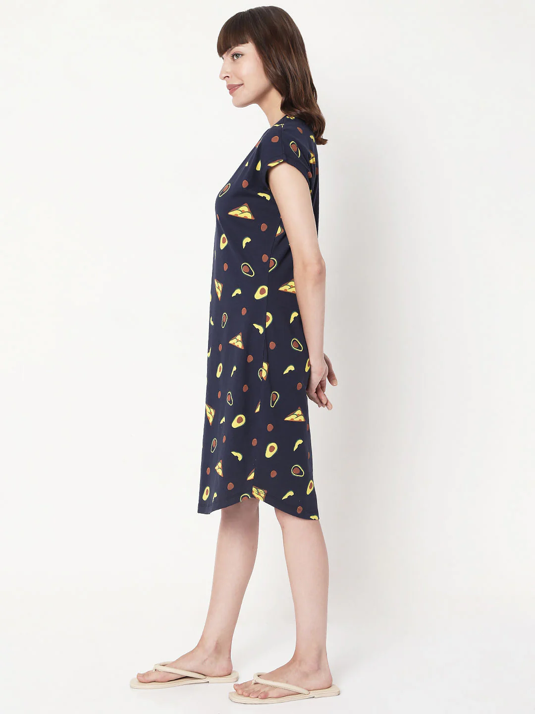 Blue Printed Night Dress - Image 3