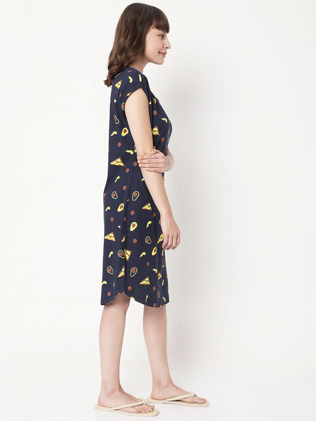 Blue Printed Night Dress - Image 4