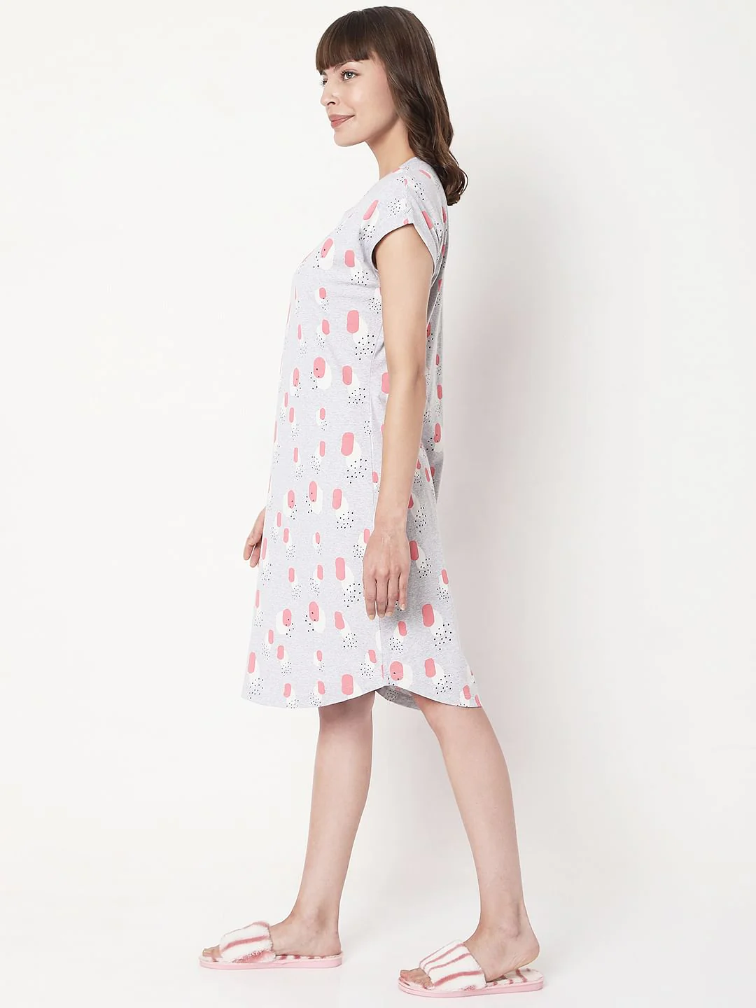 Grey Printed Night Dress - Image 3